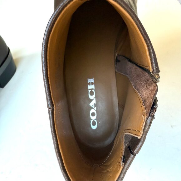 Coach Montana Leather Ankle Boots Block Heel Brown Womens Size 7.5 B - Picture 9 of 12